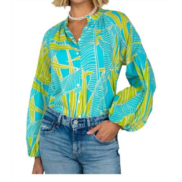 NEW OLIVIA JAMES THE LABEL emory top in breeze - Picture 1 of 2